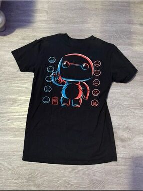 Disney Black Baymax Tee with Red & Blue Graphic